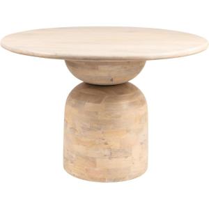 imageCreative CoOp Round Mango Wood Dining Table with End Grain Base and Whitewashed Finish Natural