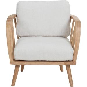 imageCreative CoOp Rubberwood Chair with Removable Cushions Natural and Beige