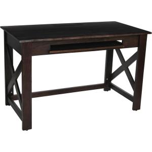 imageCreative CoOp Rustic Mango Wood Keyboard Shelf and XFrame Side Detail Barn Door Desk Barndoor GreyBarndoor Grey