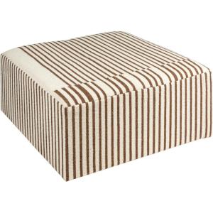 imageCreative CoOp Wood and Wool Kilim Upholstered Coffee Ottoman Table Striped Cream ampamp Brown