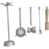 imageCreative CoOp 5Piece Stainless Steel and Mango Wood Bar Tools with Stand Nickel Finish and Natural