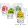 imageCreative CoOp Footed Glass Drinking Glass with Paris Street Sign Design Multicolor Set of 12