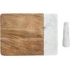 imageCreative CoOp Mango Wood and Marble Cheese and Cutting Board with Inlaid Marble Pestle Natural and White
