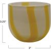 imageCreative CoOp Round Soda Glass TealightVotive Holder with Stripes White and Yellow