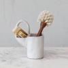 imageCreative CoOp Stoneware Dish Brush White Speckled Finish Sponge Holder