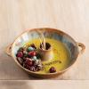 imageCreative CoOp Stoneware Dish Reactive Glaze Brown Each One Will Vary Toothpick Holder