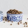 imageCreative CoOp Blue Large Stoneware Pet Bowl with Design White 8 Cup334 Cup