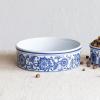 imageCreative CoOp Blue Large Stoneware Pet Bowl with Design White 8 Cup8 Cup