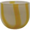 imageCreative CoOp Round Soda Glass TealightVotive Holder with Stripes White and Yellow