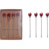 imageCreative CoOp Silver Stainless Steel Picks with Glass Crab Claws Red Set of 4 Small