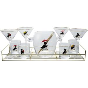 imageCreative CoOp 11Piece Vintage Reproduction Glass Barware Set with Penguin Decal Gold Finish