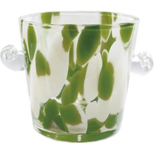 imageCreative CoOp 32Ounce Confetti Glass Ice Bucket with Handles 1Quart GreenYellow