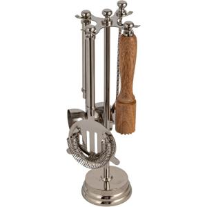 imageCreative CoOp 5Piece Stainless Steel and Mango Wood Bar Tools with Stand Nickel Finish and Natural