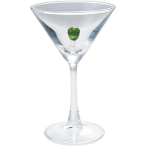imageCreative CoOp 6Ounce Stemmed Martini Glass with Olive Inside Green and Red