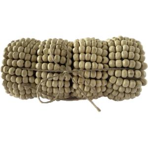 imageCreative CoOp Mango Wood Bead Napkin Rings Natural Set of 4
