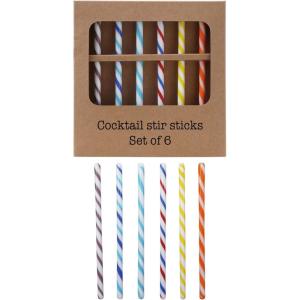 imageCreative CoOp Multicolor 6Piece Glass Cocktail Stir Stick Set with Stripes 6quot L