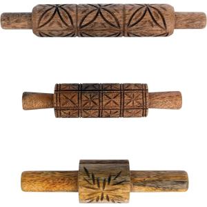imageCreative CoOp Natural Various HandCarved Mango Wood Rolling Pins Set of 3 Medium
