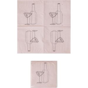 imageCreative CoOp Paper Cocktail Napkins with Bottle and Cocktail Line Art Design Black and White Set of 50