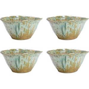 imageCreative CoOp Round Stoneware Bowl with Reactive Crackle Glaze Teal Set of 4