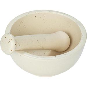 imageCreative CoOp White Round Stoneware Mortar and Pestle Set Set of 2 Medium
