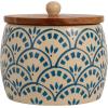 imageCreative CoOp Blue Stoneware Canister with Lid Cream Color Natural 575quot round