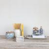 imageCreative CoOp Blue Stoneware Canister with Lid Cream Color Natural 575quot round