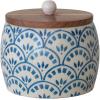 imageCreative CoOp Blue Stoneware Canister with Lid Cream Color Natural 575quot round