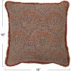 imageCreative CoOp Cotton Metallic Printed Floral Pattern and Eyelash Fringe Pillow 16quot L x 16quot W x 2quot H Multicolor