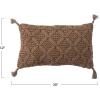 imageCreative CoOp Cotton Slub Diamond Weave and Tassels Khaki Lumbar Pillow Tan