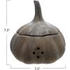 imageCreative CoOp Matte White Stoneware Shaped GarlicOnion Keeper 75 round