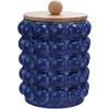 imageCreative CoOp Navy Small Stoneware Canister with Wood Lid Color and Natural 6quot Round