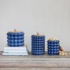 imageCreative CoOp Navy Small Stoneware Canister with Wood Lid Color and Natural 6quot Round