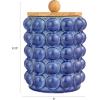 imageCreative CoOp Navy Small Stoneware Canister with Wood Lid Color and Natural 6quot Round