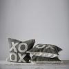 imageCreative CoOp Recycled Cotton Canvas Pillow with Applique quotXOquot ampamp Eyelash Fringe Green ampamp Natural Color