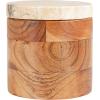imageCreative CoOp Round Acacia Wood Container with Marble Lid Natural and Yellow Mlanges