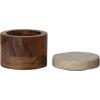 imageCreative CoOp Round Acacia Wood Container with Marble Lid Natural and Yellow Mlanges