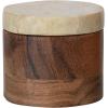 imageCreative CoOp Round Acacia Wood Container with Marble Lid Natural and Yellow Mlanges