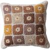 imageCreative CoOp Square Cotton Crocheted Pillow with Block Pattern Multicolor Multi