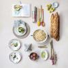 imageCreative CoOp Stoneware Plate Set with Hotel Restaurant Image Styles Multicolor Set of 12