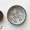imageHandPainted Stoneware Pet Bowl with Botanical Design Cream and Blue