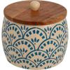 imageCreative CoOp Blue Stoneware Canister with Lid Cream Color Natural 575quot round