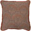 imageCreative CoOp Cotton Metallic Printed Floral Pattern and Eyelash Fringe Pillow 16quot L x 16quot W x 2quot H Multicolor