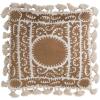 imageCreative CoOp Cotton Pillow with Embroidery Chambray Back and Tassels