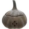 imageCreative CoOp Matte White Stoneware Shaped GarlicOnion Keeper 75 round