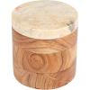 imageCreative CoOp Round Acacia Wood Container with Marble Lid Natural and Yellow Mlanges