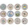 imageCreative CoOp Stoneware Plate Set with Hotel Restaurant Image Styles Multicolor Set of 12