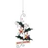 imageHandPainted Tin Holly Sign with Santas and quotMerry Christmasquot Message MulticolorSign