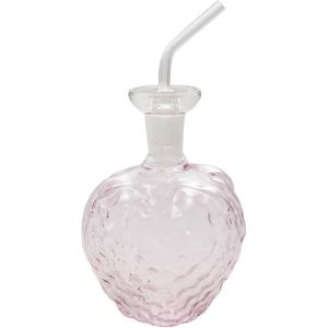 imageCreative CoOp 12Ounce Glass Strawberry Shaped Oil Cruet with Stopper Pink