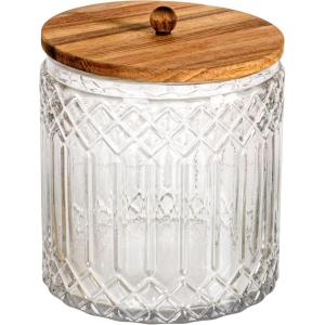 imageCreative CoOp 35Quart Cut Glass Jar with Acacia Wood Lid Natural