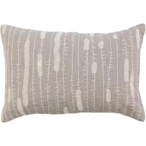 imageCreative CoOp Bloomingville Creative CoOp Cotton Lumbar Pillow with Embroidery Grey and CreamCover with Polyester Insert